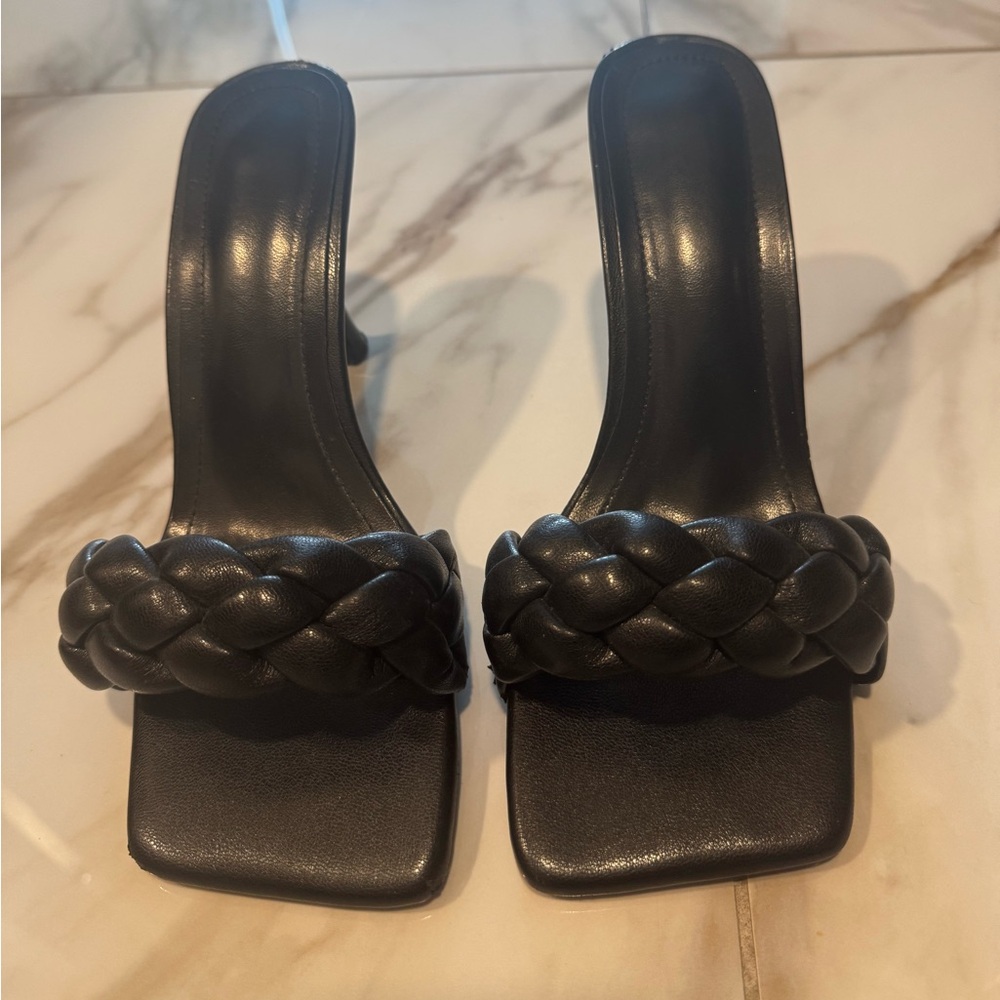 Black Braided Women's Heels